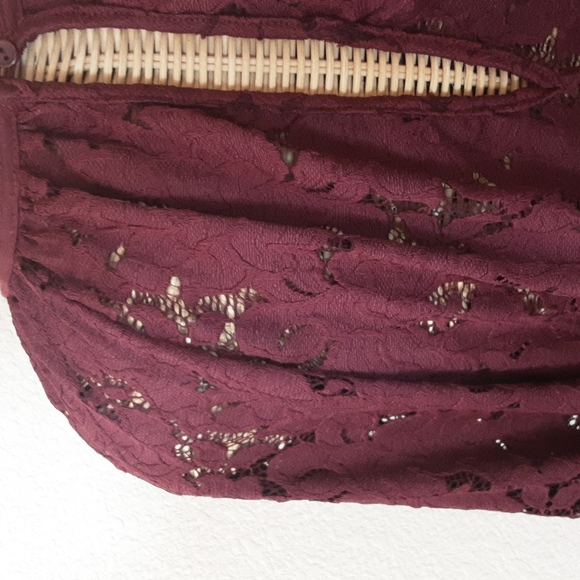 Free People Burgundy Lace Crop/Swing Top - Picture 4 of 5